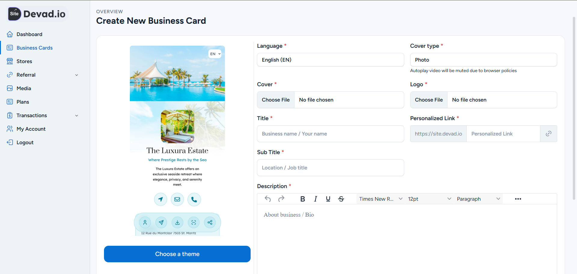 https://site.devad.io/user/create-card?type=business