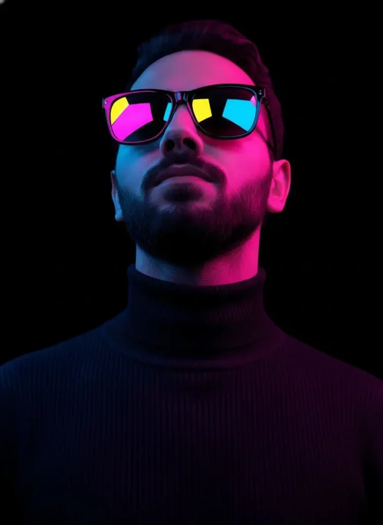 Neon Cyber Noir Portrait Minimalist