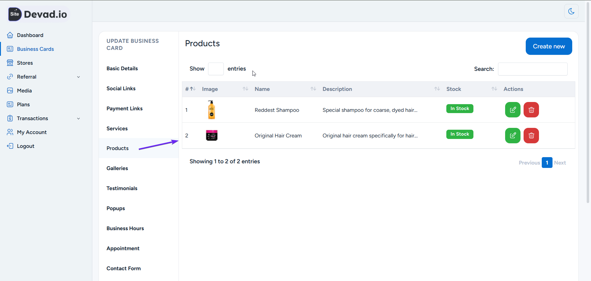 Site.devad .io Add Product