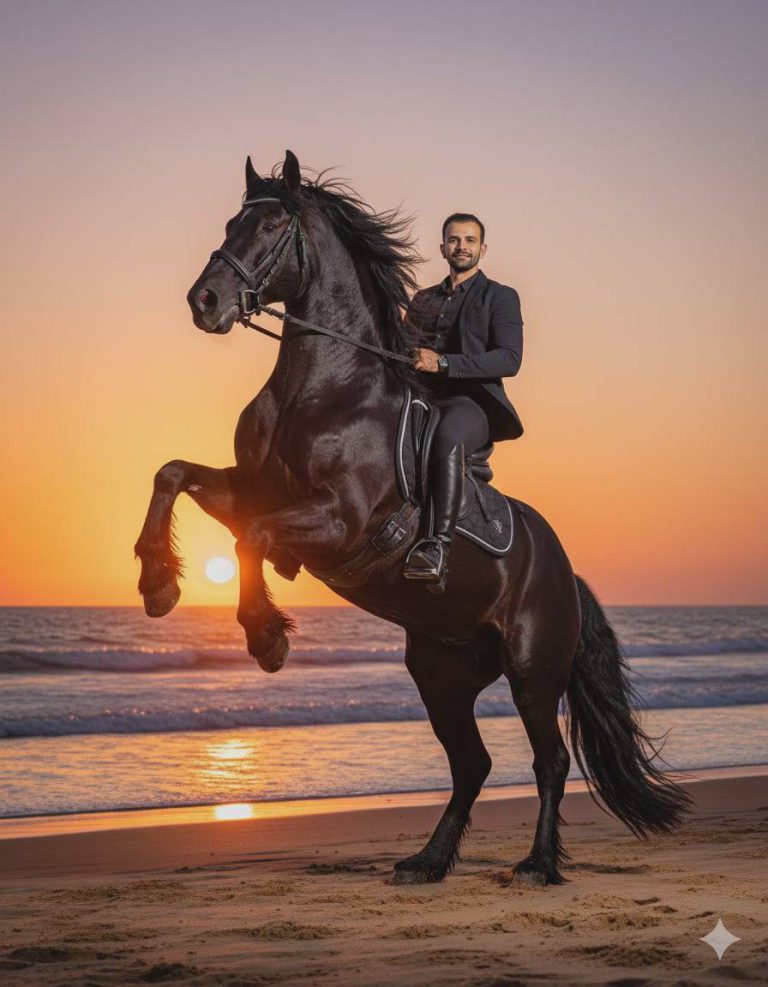 Majestic Friesian Rearing Cinematic Photography